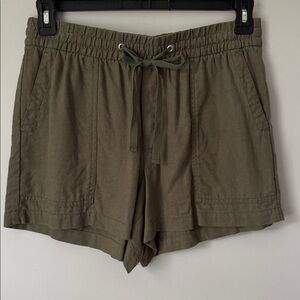 Gap Factory Women's Linen Blend Army Green Pull On Casual Shorts - Small